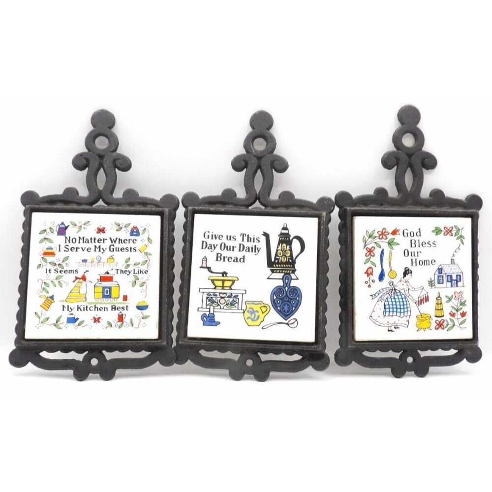 Cast Iron Ceramic Trivets (Set of 3) Made in Japan Lego Brand